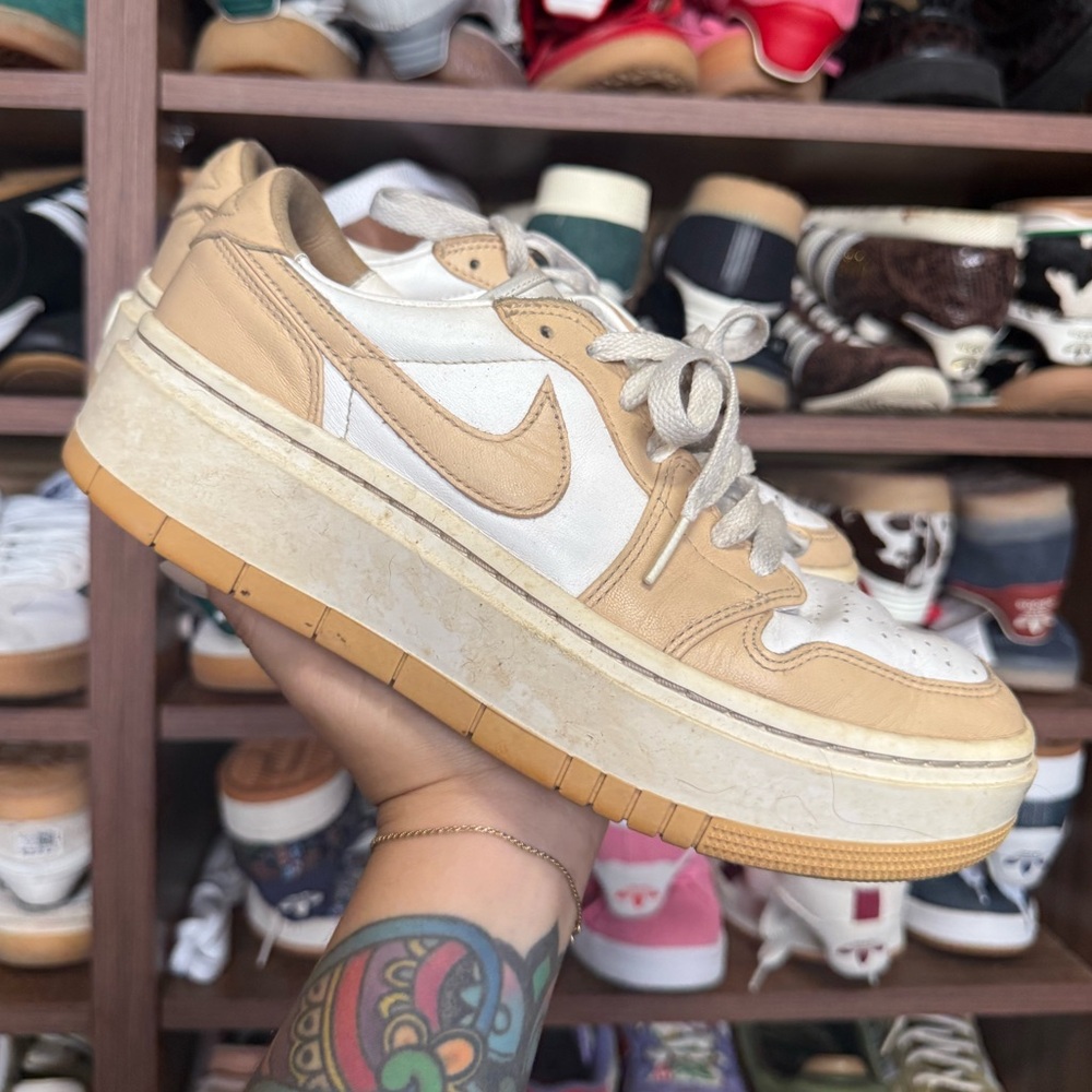 Jordan Women's Tan and White Sneakers